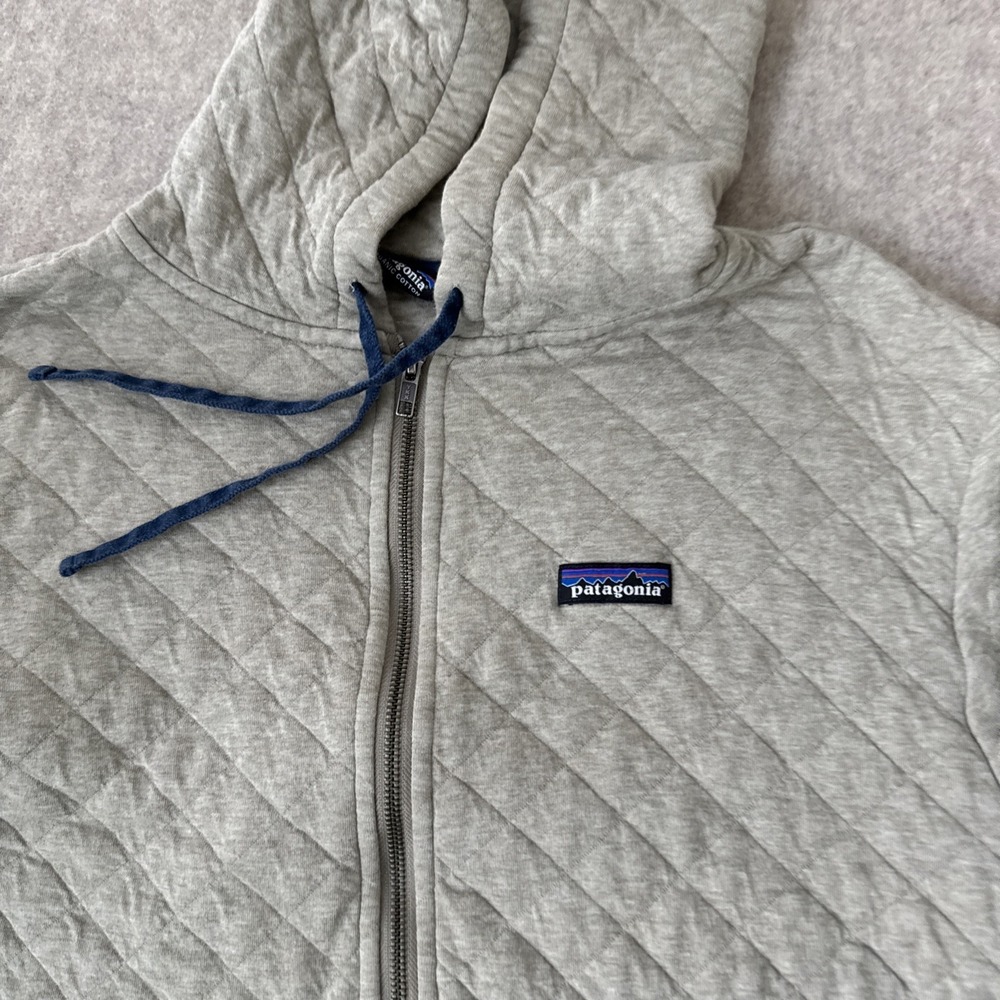 Patagonia Organic Cotton Quilted Full-Zip Hoody Mens XL Grey - Picture 2 of 12
